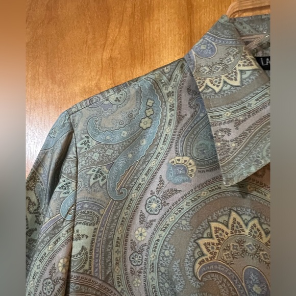Lafayette 148 New York Button Up Short Muted Paisley Silk Long Sleeve Blouse 6 - Picture 12 of 15